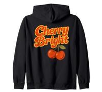 cherry bright fruit red cherries stylized leaf design Zip Hoodie