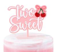 Cherry Cake Topper - Girls 2nd Birthday Party Cake Decorations, Two Sweet Cherry Party Cake Charm, Second Birthday Cake Smash Acrylic Topper, She Is The Cherry On Top Photo Booth Props