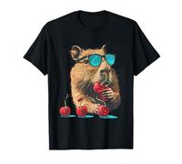 Cherry Capybara Portrait Sunglasses Artwork Capybara Lover T-Shirt
