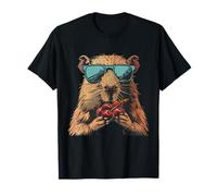 Cherry Capybara Portrait Sunglasses Capybara Lover Artwork T-Shirt