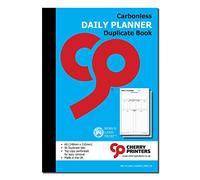 Cherry Carbonless Daily Planner Duplicate Book A5 | 50 Duplicate Sets | Top Copy Perforated for Easy Removal | Made in the UK | Professional Pad for Task Management and Scheduling