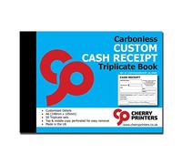 Cherry Carbonless NCR **Custom** Cash Receipt Triplicate Book A6 50 Sets **8 Pack**