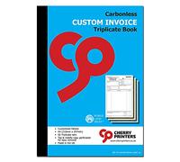 Cherry Carbonless NCR **Custom** Invoice Triplicate Book A4 50 Sets ** 2 Pack**