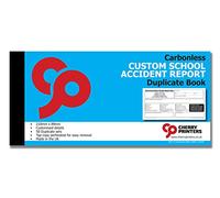 Cherry Carbonless NCR **Custom** School Accident Report Duplicate Book 210mm x 99mm 50 Sets **30 Pack**