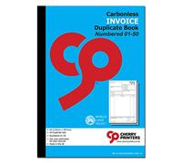 Cherry Carbonless NCR Invoice Book | Duplicate Book | A4 | 50 Sets | Numbered 01-50 | Perfect for The self-Employed, Small and Larger Businesses |