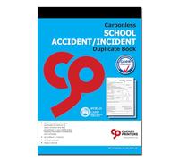 Cherry Carbonless NCR School Accident/Incident Duplicate Book for Pupils A5 GDPR (148 x 210 millimetres) with Loose Leaf Writing Shield 50 Sets per Book **4 Pack**