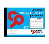 Cherry Carbonless NCR Weekly Timesheet Triplicate Book A4 50 Sets