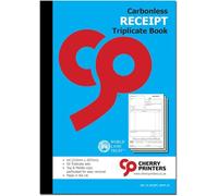 Cherry Carbonless Receipt Triplicate Book A4 | 50 Triplicate Sets | 3-Part NCR Perforated Top and Middle Copy for Easy Removal | Payment Received Forms | Made in The UK | 210mm x 297mm **6 Pack**