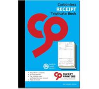 Cherry Carbonless Receipt Triplicate Book A5 | 50 Triplicate Sets | 3-Part NCR Perforated Top and Middle Copy for Easy Removal | Payment Received Forms | Made in The UK | 210mm x 148mm **8 Pack**