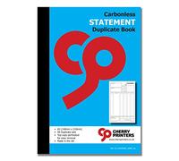 Cherry Carbonless Statement Duplicate Book A5 | 50 Duplicate Sets | Top Copy Perforated for Easy Removal | Made in The UK | Professional Record Pad for Financial Statements