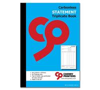 Cherry Carbonless Statement Triplicate Book A4 | 50 Triplicate Sets | Top and Middle Copy Perforated for Easy Removal | Made in the UK | Professional Record Pad for Financial Statements