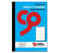 Cherry Carbonless Weekly Planner Duplicate Book A4 | 50 Duplicate Sets | Top Copy Perforated for Easy Removal | Made in The UK | Professional Pad for Weekly Planning and Task Management