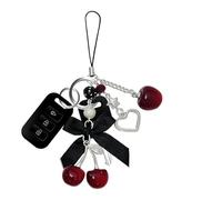 Cherry Charms | Acrylic Bow Accessory Chain Pendant | Ow Keychain, Star And Heart Phone Charm, Novelty Keychain Charm | For Girls Men Family Friends College