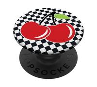 cherry checkers checkered black and white cherrys pattern PopSockets PopGrip: Swappable Grip for Phones & Tablets PopSockets Adhesive PopGrip