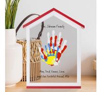 CHERRY CHEERS Exclusive House Shaped Family Handprint Kit; Unique DIY Keepsake, Complete Set, Meaningful Gift for Home Decor, Family Craft & Memory Making (Red Roof)