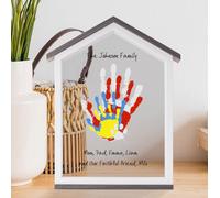 CHERRY CHEERS Exclusive House Shaped Family Handprint Kit; Unique DIY Keepsake, Complete Set, Meaningful Gift for Home Decor, Family Craft & Memory Making (Dark Grey Roof)