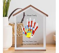 CHERRY CHEERS Exclusive House Shaped Family Handprint Kit; Unique DIY Keepsake, Complete Set, Meaningful Gift for Home Decor, Family Craft & Memory Making (House Shape)