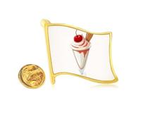 Cherry Conical Cup Sweet Ice Golden Metal Flag Lapel Pin Badge