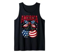 Cherry Coquette Bow US American Flag 4th of July Patriotic Tank Top