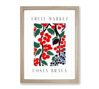 Cherry Costa Brava Fruit Market Exhibition Framed Print for Living Room Bedroom Home Office, Wall Art Picture Ready to Hang, Oak A2 (64 x 46 cm)