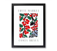 Cherry Costa Brava Fruit Market Exhibition Framed Print for Living Room Bedroom Home Office, Wall Art Picture Ready to Hang, Black A2 (64 x 46 cm)