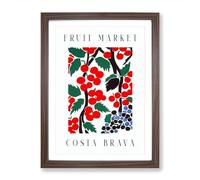 Cherry Costa Brava Fruit Market Exhibition Framed Print for Living Room Bedroom Home Office, Wall Art Picture Ready to Hang, Walnut A2 (64 x 46 cm)