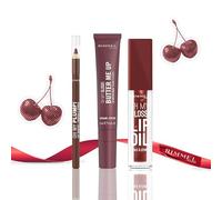 Cherry Crush Lip Rotation, Rimmel Plumping Lip Liner in Statement Look, Oh My Gloss! Lip Oil in Deep Chery & Butter Me Up in Mellow Mocha