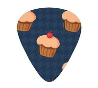 Cherry Cupcake Pattern 12 Pack Guitar Picks With 3 Thicknesses And Storage Box, Abs Plectrums For Electric Bass Guitar Players