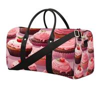 Cherry Cupcake Pattern Foldable Travel Duffle Bag Waterproof Sports Gym Bag with Shoulder Straps