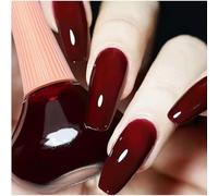 Cherry Dark Red Nail Polish - Jelly Style Silky Smooth Quick Dry Varnish - Long Lasting Winter Color - No UV Needed - Nail Art - Gifts for Women