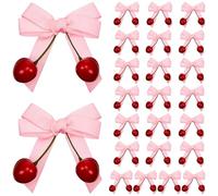 Cherry Decorations 24PCS Cherry Decor for Christmas Baby Shower Birthday Wedding Garland DIY Craft Decor Themed Party Decorations Party