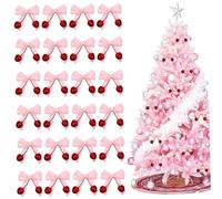 Cherry Decorations 24PCS Cherry Decor for Christmas Baby Shower Birthday Wedding Garland DIY Craft Garland Themed Party Decorations Decor