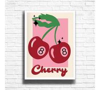 Cherry Design, Retro Funky Quote Print Wall Art Gift, A4 and A3 Size Frame Options Available, Home, Pub, Café, Bar Decoration Wall Art Print, Funny Cute Pictures (A3 Framed (White))