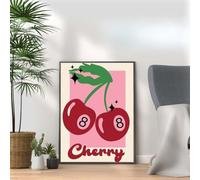 Cherry Design, Retro Funky Quote Print Wall Art Gift, A4 and A3 Size Frame Options Available, Home, Pub, Café, Bar Decoration Wall Art Print, Funny Cute Pictures (A4 Print Only)