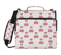 Cherry Disco Ribbon Pink Bow 3 Ringing 1 5 inch School Zipper Binder with Handle Easy to Carry School Supplies Organizer for