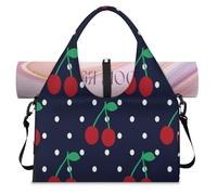 Cherry Dots Sports Duffel Bag for Women Men Fruit Cherry Weekend Overnight Bag with Shoe Compartment Shoulder Tote Luggage Bag for Yoga Gym Travel