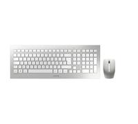 CHERRY DW 8000, Wireless Desktop Set, French Layout (AZERTY), Battery-Operated, Ultra-Flat Keyboard, 3 Key Mouse with Infra-Red Sensor, Silver/White