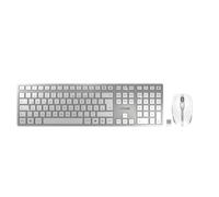 CHERRY DW 9100 SLIM, Wireless Desktop Set, UK Layout (QWERTY), Bluetooth & 2.4 GHz RF, Quiet Keys, Flat Design, Rechargeable, Silver/White