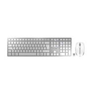 CHERRY DW 9100 SLIM, Wireless Desktop Set, Pan-Nordic Layout (QWERTY), Bluetooth & 2.4 GHz RF, Quiet Keys, Rechargeable, Silver/White
