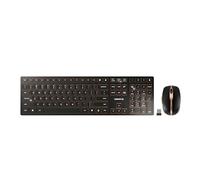 CHERRY DW 9100 SLIM, wireless keyboard and mouse set, US layout, QWERTY keyboard, rechargeable batteries, SX scissor mechanism, whisper-quiet keystroke, black-bronze