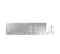 CHERRY DW 9100 SLIM, wireless keyboard and mouse set, US layout, QWERTY keyboard, rechargeable batteries, SX scissor mechanism, whisper-quiet keystroke, white-silver
