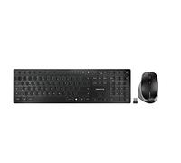 CHERRY DW 9500 SLIM, Wireless Desktop Set, EU Layout (QWERTY),Bluetooth or 2.4 GHz Wireless Connection, Ergonomic Right-Handed Mouse, Black-Grey