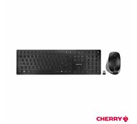 CHERRY DW 9500 SLIM, Wireless Desktop Set, UK Layout (QWERTY), Bluetooth or 2.4 GHz Wireless Connection, Ergonomic Right-Handed Mouse, Black-Grey