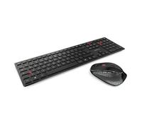 CHERRY DW 9500 SLIM, Wireless Desktop Set, UK Layout (QWERTY), Bluetooth or 2.4 GHz Wireless Connection, Ergonomic Right-Handed Mouse, Black-Grey