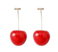 Cherry Earrings for Women 3D Red Cherry Dangle Drop Earrings Crystal Simulation Cherry Apple Earring Sweet and Lovely Light Weight Fruit Tassel Earrings Jewelry Gift, Zinc, No Gemstone