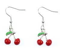 Cherry Earrings Miniblings Rockabilly 3D Enamelled Red