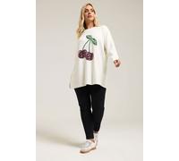 Cherry Embellished Jumper Yours Cream 26-28