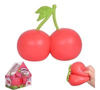 Cherry Fidget Squeeze Toy, 5.5Inch Cherry Shape Realistic Stress Ball, Realistic Cherrys Fun Soft Ball Squeeze Toys, For Family Friends Youth Teens Offices Work Classroom Commuting Relaxation