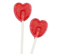 Cherry Flavour Heart Shaped Lollipops - Individually Wrapped Hard Candy - Vegan & Gelatine-Free Sweets - Party Bag Fillers & Event Treats (50 piece)