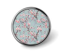 Cherry Flower Snowy Round Brooch Pin Lapel Pins Tie Suit Dress Accessories Wedding Birthday for Men Women